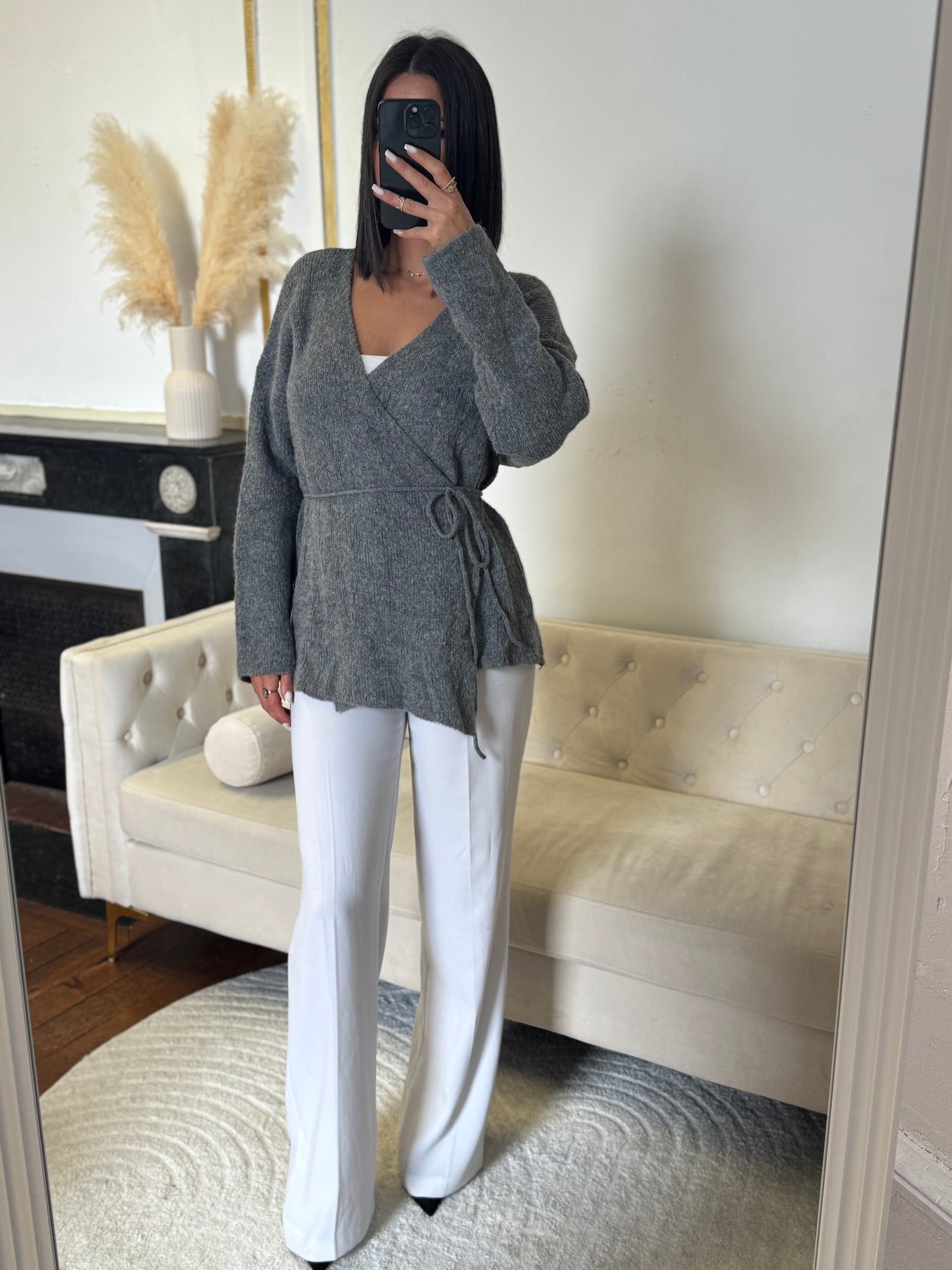 Gilet laine cache cœur gris