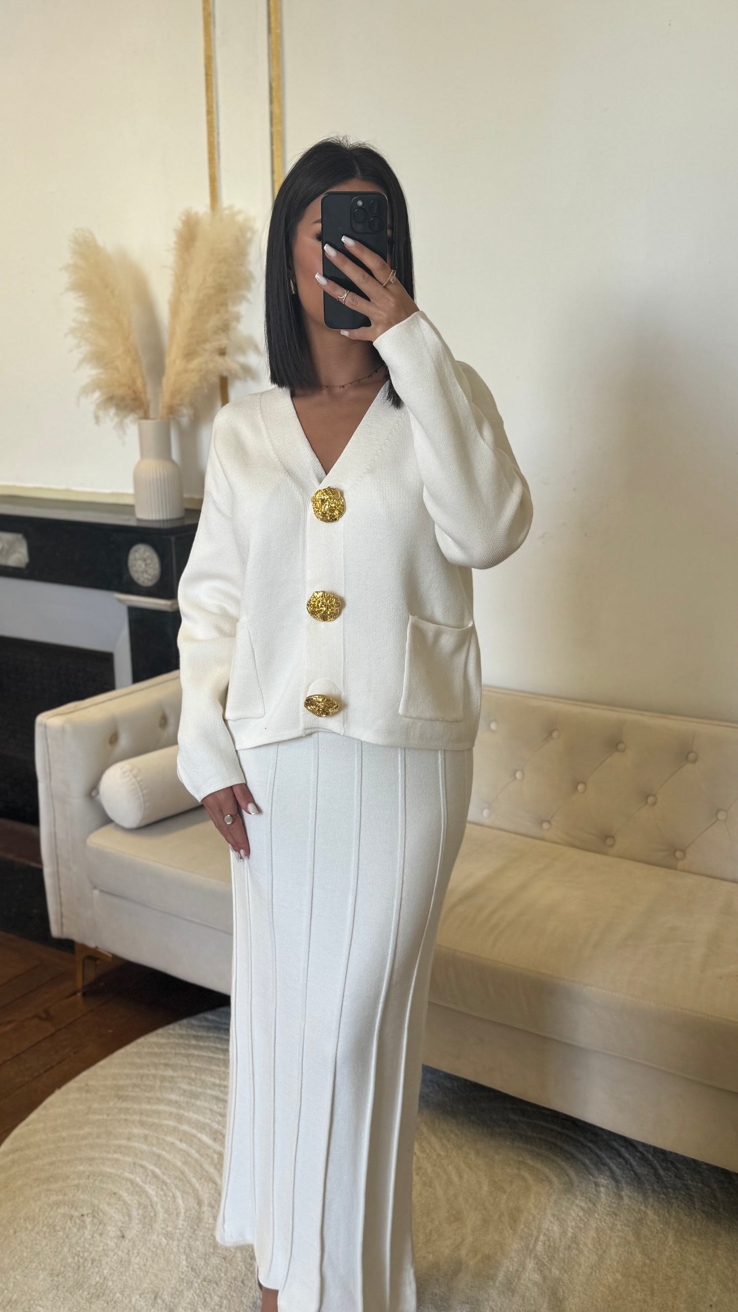 Ensemble gilet jupe blanc