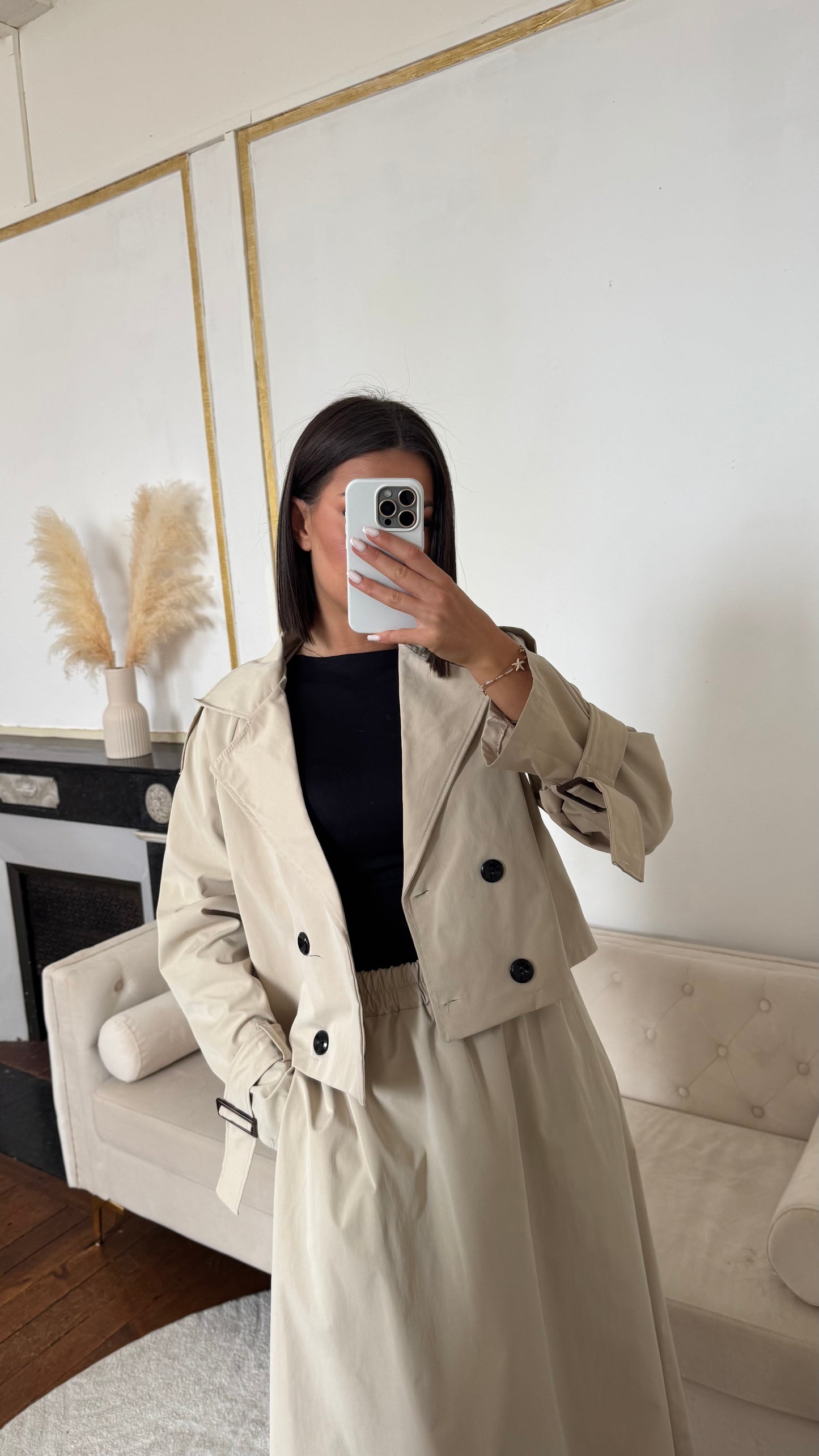 Ensemble jupe trench beige