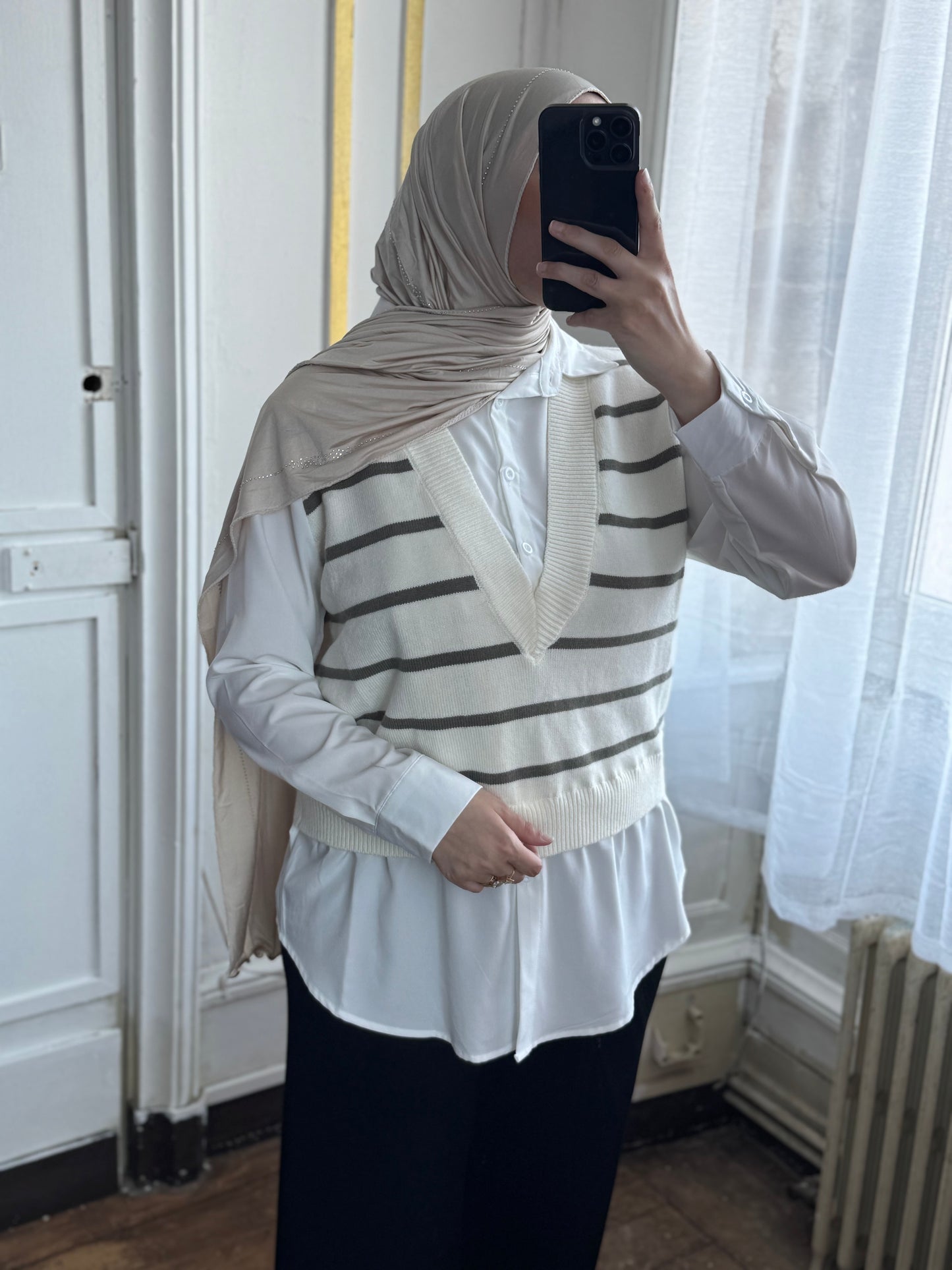 Pull rayure kaki