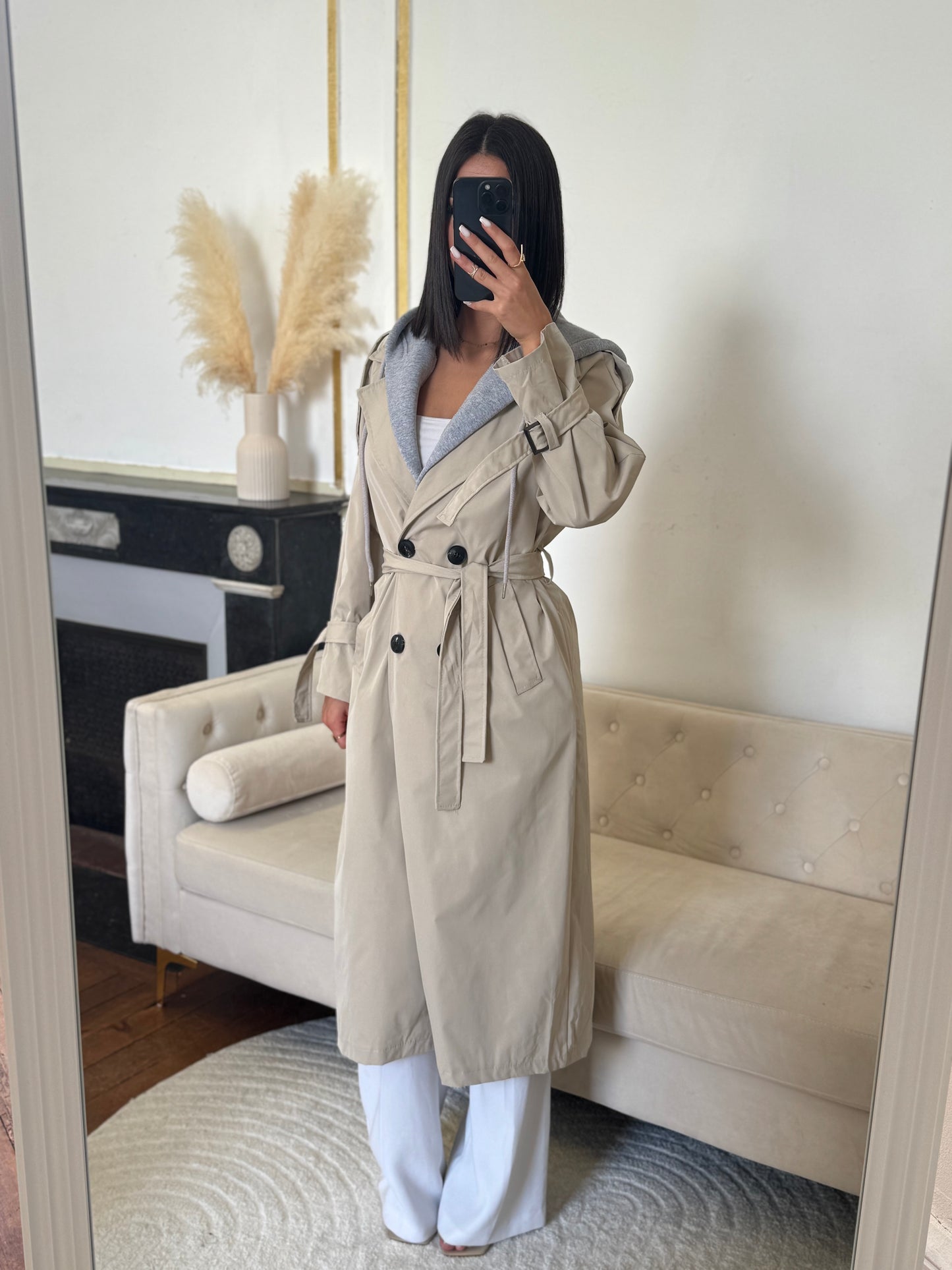 Trench capuche beige