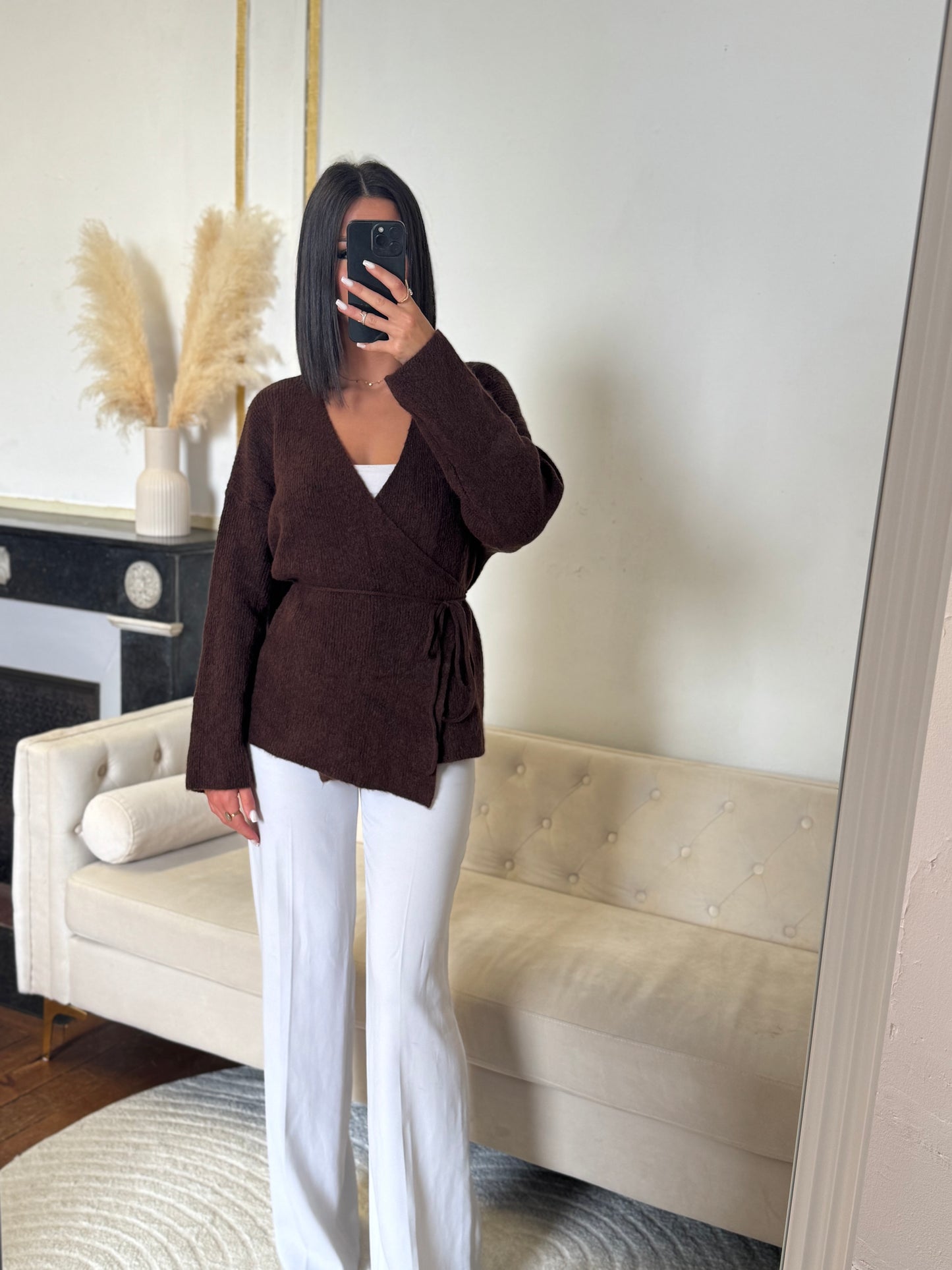 Gilet laine cache cœur marron