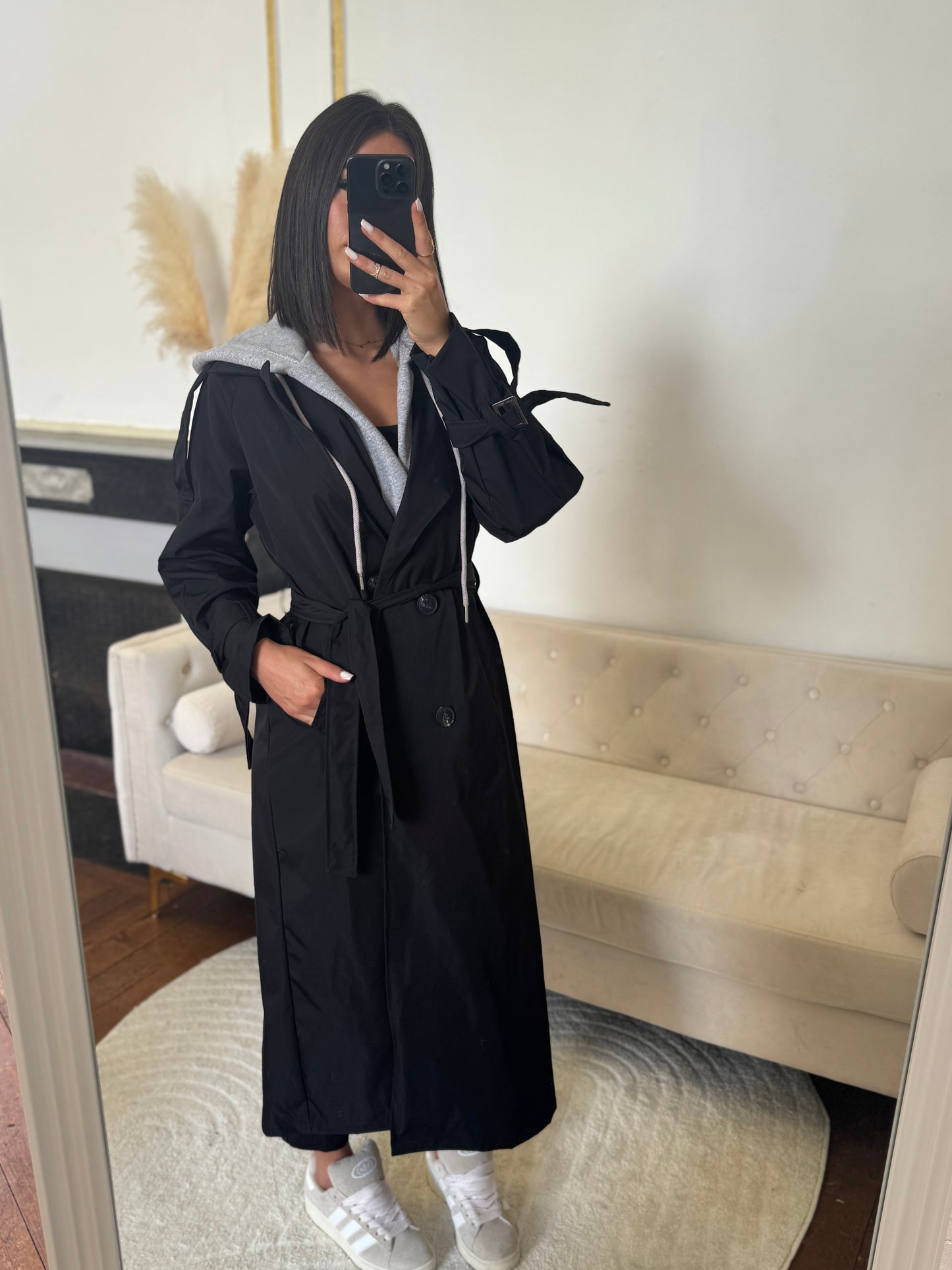 Trench capuche noir