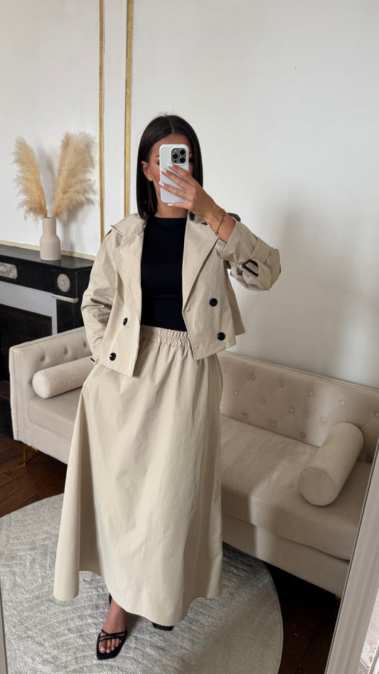 Ensemble jupe trench beige