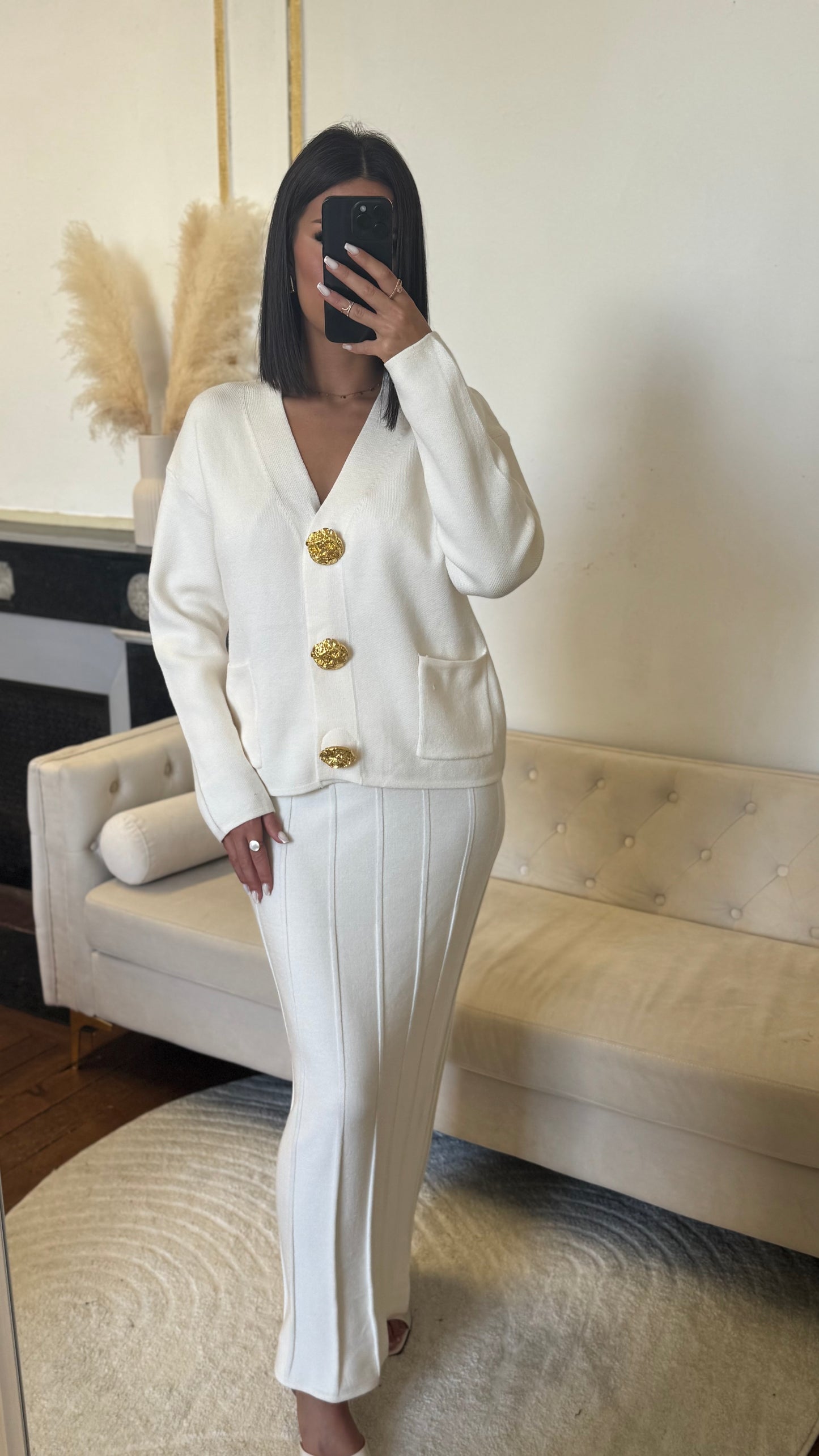 Ensemble gilet jupe blanc