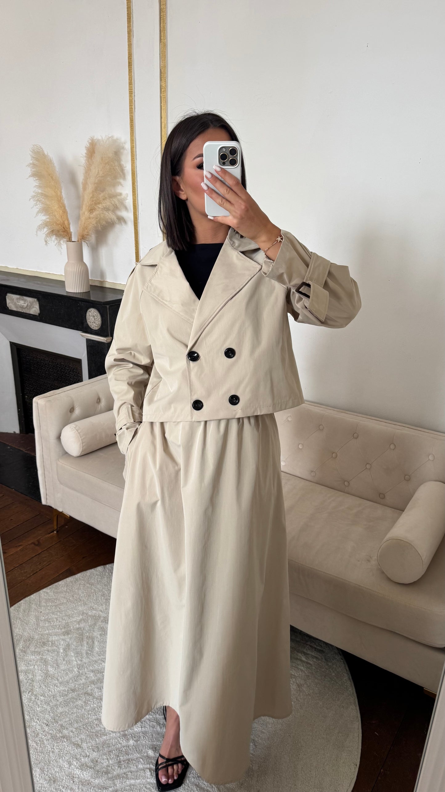 Ensemble jupe trench beige