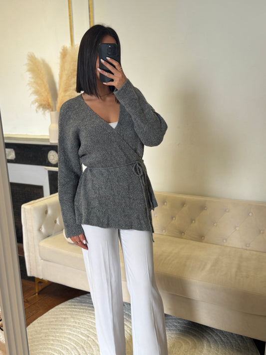Gilet laine cache cœur gris