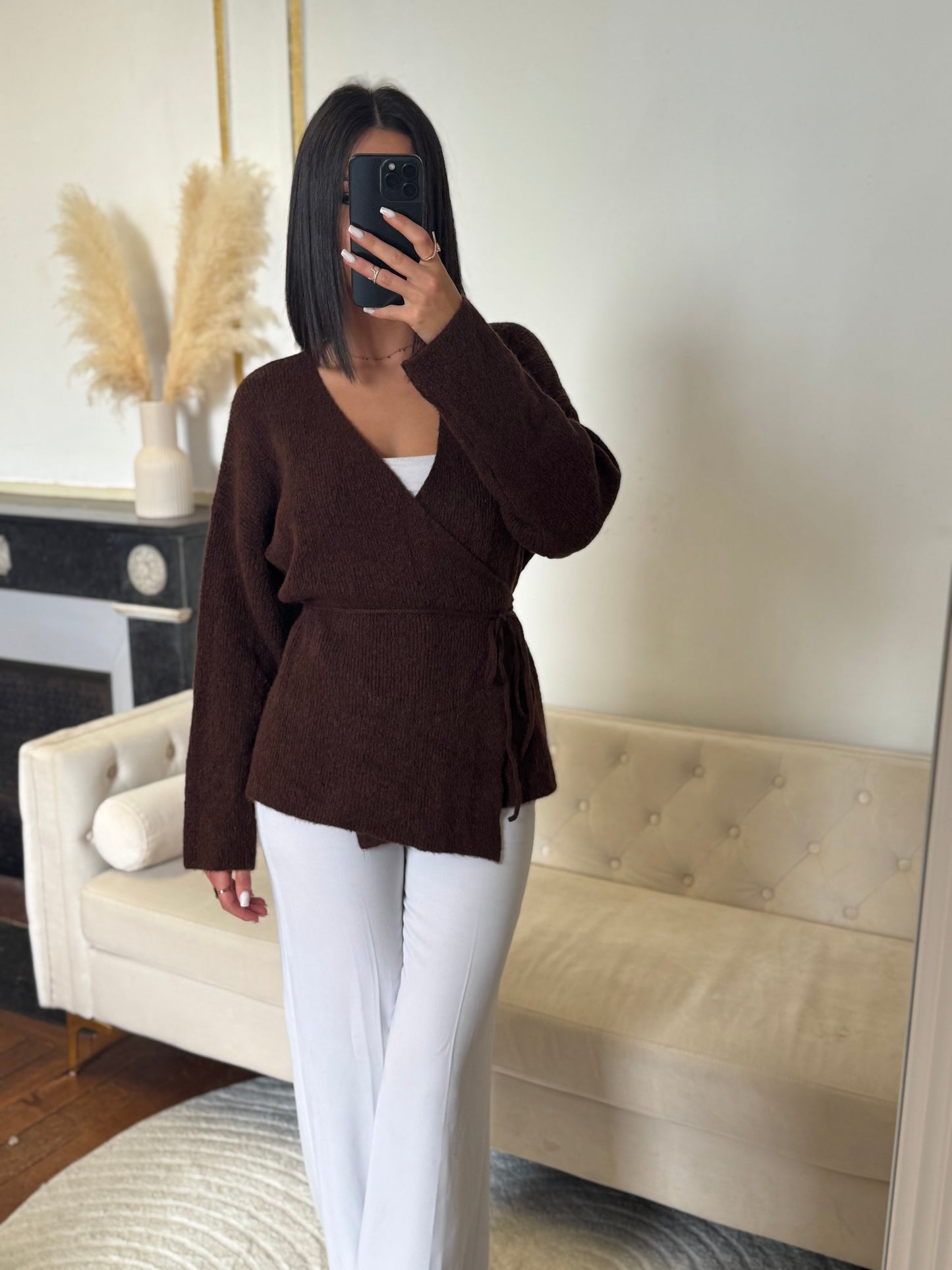 Gilet laine cache cœur marron