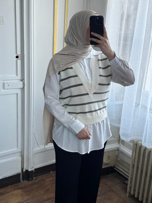 Pull rayure kaki