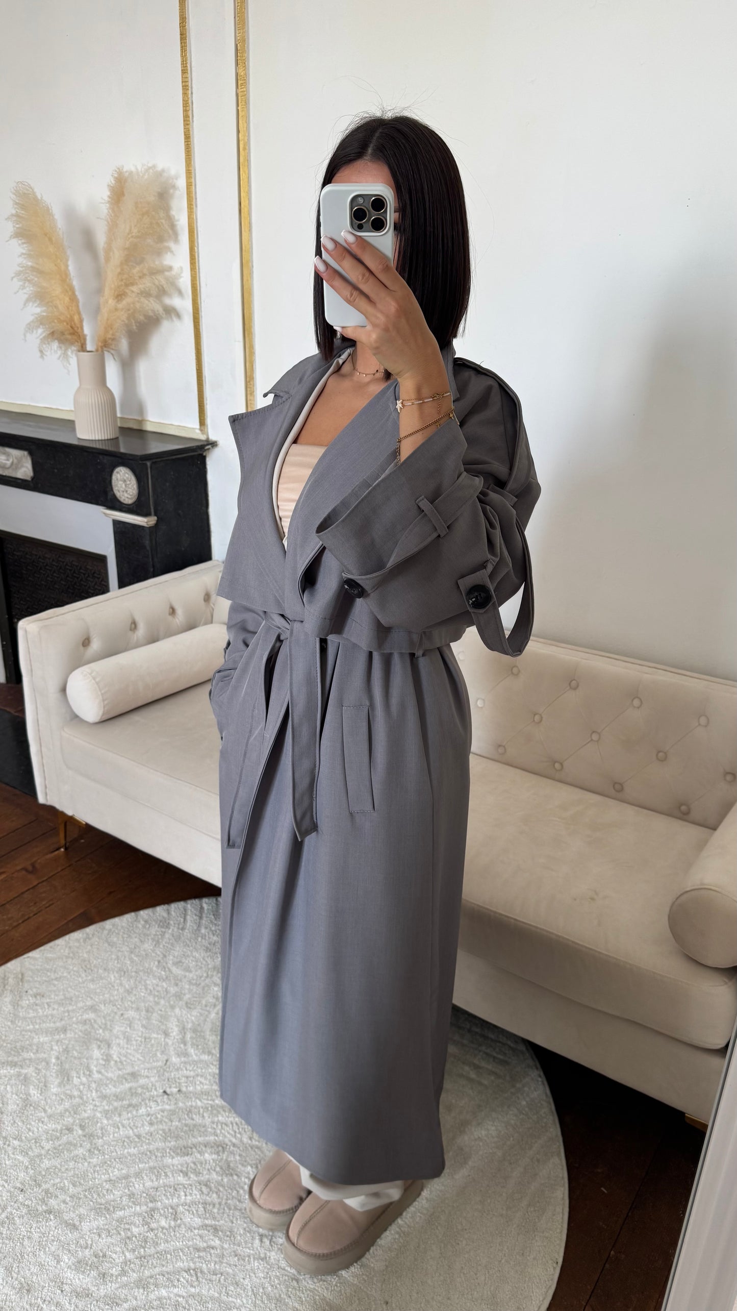 Trench oversize gris