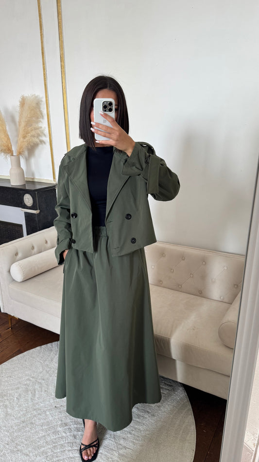 Ensemble trench jupe kaki