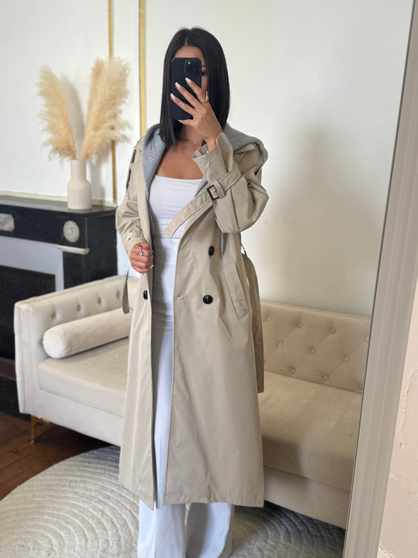 Trench capuche beige