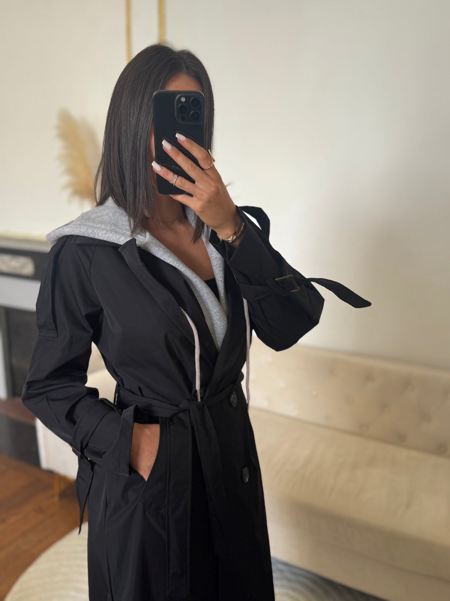 Trench capuche noir