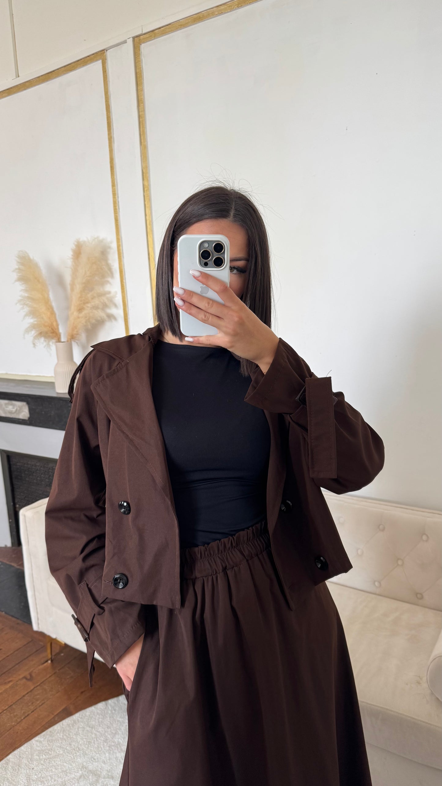 Ensemble trench jupe marron